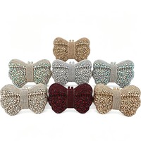 Nouvelle pochette de soirée rétro en forme de nœud, ornée de strass et de pierres, pour femme