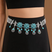 Ceinture à pampilles bohème vintage pour femme, chaînes faites à la main en alliage de zinc, accessoire de taille ajustable pour jupe, style ethnique