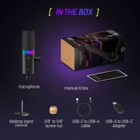 Yeni Model NV7 XLR USB Dinamik Mikrofon, RGB Işık Efekti ve Podcast Kaydı, PC Bilgisayar Oyunları ve Canlı Yayınlar için Masaüstü Standı ile