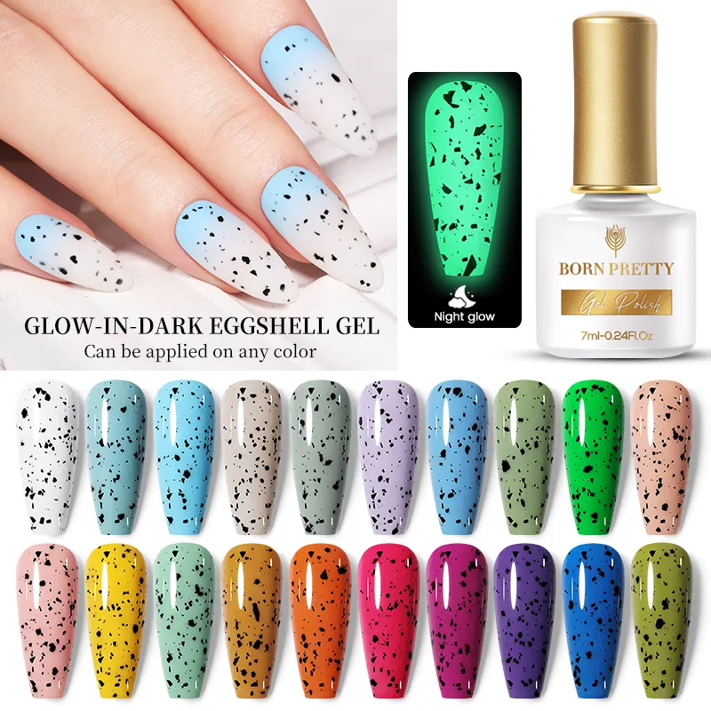 Born pretty gel de ovos brilhante, 1 frasco de 7ml, gel em-escuro para unhas, pode ser usado em qualquer cor, base azul, roxo, mergulhar, verniz uv, gel para unhas