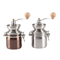 Moulin à main pour faire du café en maille (cuivre) avec manche en bois réglable, moulin à café manuel