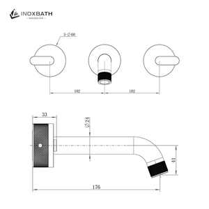 Grifo de Baño de 3 Orificios, Montado en la Pared, Agua Frí<span class=keywords><strong>a</strong></span> y Caliente, Grifo Mezclador de Dos Manijas para Lavabo - Product Image 4