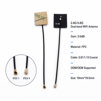 Antenne WiFi FuRao FR-2458-001 FPC carrée mini double bande 2,4 GHz 5,8 GHz 3,5 dBi à gain élevé pour connecteur MHF4 routeur WiFi ESP32