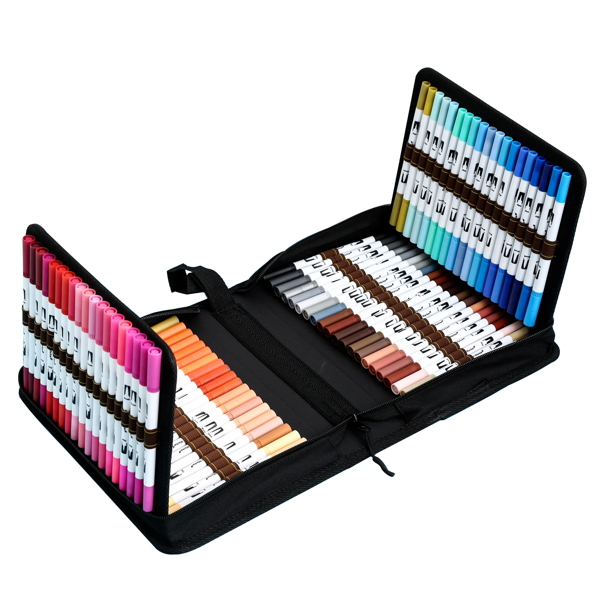 Factory Direct Sale Dual Tip 120 Coloring Marker and Brush Pen Set for Drawing Sketching