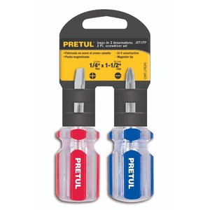 Set di cacciaviti 2 pezzi JDT-2TP Pretul plastica in acciaio inossidabile industriale/cromo da te per la riparazione manuale confezione in PVC - Product Image 1