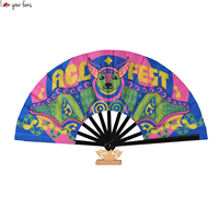 Özelleştirilmiş 33Cm Raving Pride Renkli Plastik ve Bambu Çerçeveli Büyük Çıtır Çıtır Yelpazeler, Reklam Etkinlikleri Hediyeleri için
