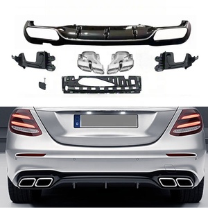 Diffusore Posteriore con Terminali di Scarico per <span class=keywords><strong>Mercedes</strong></span> <span class=keywords><strong>Benz</strong></span> Classe <span class=keywords><strong>E</strong></span> W213 AMG Line Saloon 2016-2019, Upgrade E63 E53, Nero o Argento - Product Image 5