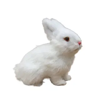 Имитация милого Маленького белого кролика, мини-модель ручной работы, мягкие животные для рождественских подарков, товары для украшения дома, рабочего стола, 2024