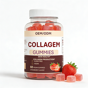 Gomitas de Colágeno Veganas - Suplemento para la Salud de la Piel Sin Azúcar, Sabor Fresa, 60 Unidades, Etiqueta Privada OEM/ODM para Suministro al por Mayor - Product Image 1