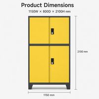Armario de Almacenamiento de Herramientas de Acero Resistente para Taller, Cuatro Puertas, Cerradura con Código Digital, Estantes Ajustables, Patas de Soporte Anguladas y Elevadas