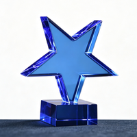 Trophée Étoile en Cristal Bleu Pas Cher en Gros, Impression UV Personnalisée du Logo, Récompense Étoile en Cristal Personnalisable, Fabrication sur Mesure