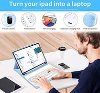 Kenke casing IPad magnetik Keyboard terhubung Bluetooth, penutup Tablet tahan guncangan pengisian daya USB dengan Slot pena untuk IPad Pro 11 inci