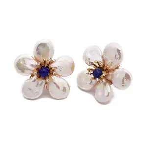 Aimgal – bijoux fins en argent S925, broches d'oreille plaquées or, perles baroques naturelles d'eau douce, boucles d'oreilles à fleurs