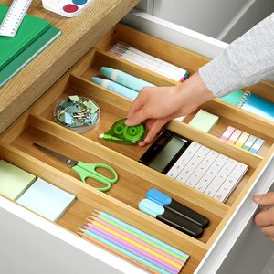 Expandable Bamboo <b>Kitchen</b> Drawer Divider <b>Storage</b> <b>Box</b> Adjustable Cutlery Tray Minimalist Design For Home Use - Product Image 4