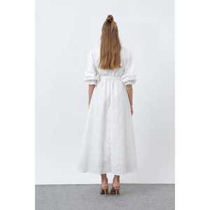 เดรสผ้าฝ้ายคอปก แต่งเข็มขัด ช่วงเอวธรรมชาติ เนื้อผ้าระบายอากาศดี เหมาะสำหรับใส่ทุกวัน สไตล์เรียบง่าย สบายๆ - Product Image 1