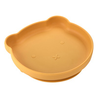 Assiette d'apprentissage et bol à ventouse en silicone de qualité alimentaire anti-chute pour bébé, motif ours mignon de dessin animé, vaisselle pour enfants