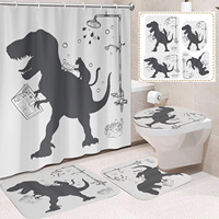 Rideau de Douche en Polyester Scène Dinosaure Blanc, Rideau de Salle de Bain Imperméable Anti-Moisissure Séchage Rapide, Vente en Gros Moderne