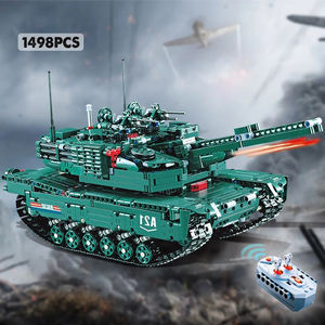 C61001W technique Cada RC M1A2 modèle de réservoir rotatif <span class=keywords><strong>Turre</strong></span> 2in1 bricolage arme WW2 militaire bloc de construction briques ensembles jouet char allemand - Product Image 2