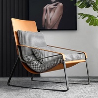 Chaise Selle de Luxe Léger Style Italien Moderne Minimaliste Nordique avec Accoudoirs en Métal pour Salon, Chambre, Bureau, Balcon