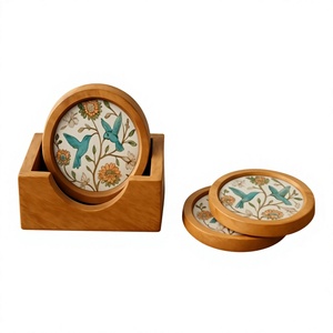 Posavasos de madera hechos a mano con diseños artísticos para servicio de té, mesas de café, comedores y oficinas. - Product Image 1
