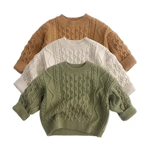 새로운 어린이 스웨터 니트 패션 어린이 풀오버 소년 빈티지 가을 겨울 아기 소녀 옷 어린이 니트 스웨터