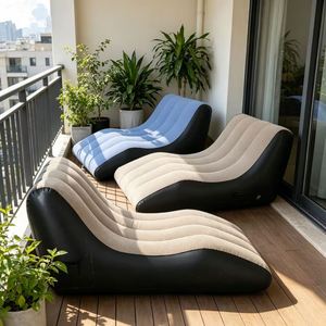 <b>Inflatable</b> PVC Flocking <b>Sofa</b> Lounge Chair-Modern Design Waterproof Portable Foldable for Camping Hiking Travel & Indoor Use - Product Image 4