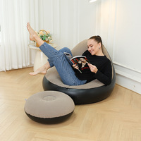 Nouveau canapé paresseux gonflable moderne pour adultes Ensemble de deux pièces Pédales en peluche pliable Chaise longue pour intérieur/extérieur Chambre à coucher