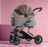 Poussette pour chien en aluminium de taille moyenne avec panier en maille amovible, 4 roues, pliable et amortissante, pour grands chiens