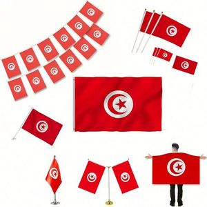Custom Size Tunisia 3x5 Ft Polyester Fade Resistant Double Stitch Tunisian National <b>Flags</b> for Country Events Decorative - Product Image 5