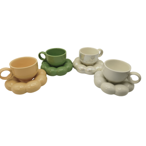 Vente en gros d'usine : Ensemble de tasses à café et à thé en céramique Macaron, forme tournesol, pour café turc, arabe et cappuccino - Product Image 6