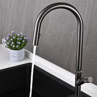 Robinet de cuisine et de salle de bain contemporain en laiton à poignée unique, avec cartouche céramique, bec rétractable, anti-éclaboussures, montage sur plan de travail