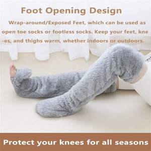 Custom Wholesale Women's Winter Thigh High Stockings Long Soft <b>Leg</b> Sleeping <b>Warmers</b> Fluffy Socks Over Knee Fuzzy Socks - Product Image 4