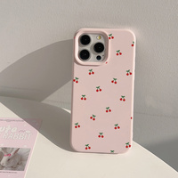 Coque en TPU Rose Anti-Chute Plein Écran pour Téléphone Portable 15 Pro, 13 Styles Créatifs Petite Cerise Personnalisée