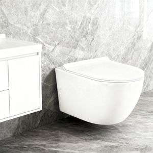 <span class=keywords><strong>WC</strong></span> mural moderne sans bride en céramique avec réservoir encastré à <span class=keywords><strong>chasse</strong></span> arrière pour projets de salles de bain d'hôtels haut de gamme - Product Image 1