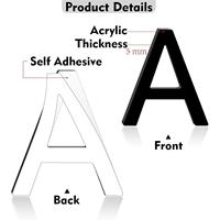 Numéros de maison autocollants de 3 pouces, lettres et chiffres d'adresse en acrylique noir pour l'extérieur, idéal pour le jardin, les boîtes aux lettres