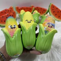 Jouet à presser en forme de légumes et fruits mignons - Pastèque, maïs, aubergine - Jouet anti-stress à rebond lent pour soulager le stress