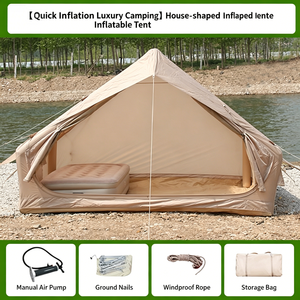 Tenda da Campeggio Gonfiabile a Montaggio Rapido Senza Pali Metallici per 6-3/4 Persone, Tenda Glamping Antivento con Colonne d'Aria Rinforzate - Product Image 3