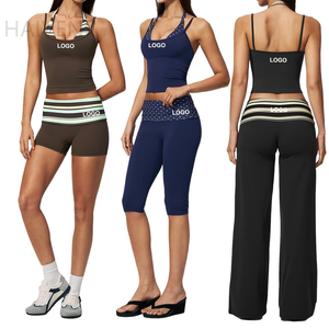 Ropa Deportiva con Rayas y Puntos, Sujetador Deportivo, Ropa para Gimnasio, Fitness, Yoga, Top de Manga Larga, Pantalones de Pierna Ancha y Recta con Cintura Plegable - Product Image 2