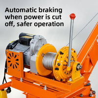 Nouvelle grue électrique domestique orange de petite taille pour toitures et chantiers de construction, palan de levage de briques 220V avec capacité de 500 kg