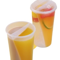Couvercle de gobelet à injection pour boissons au thé au lait, personnalisé, jetable, épaissi, en forme de S, à double compartiment, créatif, en PP, 95 mm