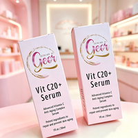Boîte en papier cosmétique personnalisée avec logo imprimé, boîte pliante rose, emballage pour sérum à la vitamine C, emballage pour flacon d'essence de soin de la peau