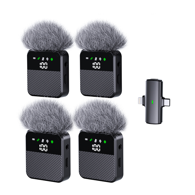 4 Wireless Lavalier Microphone for iPhone Android Phone Pad Computer Pro Lapel Mini Microphone for Video Recording Vlog