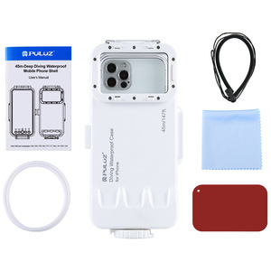 PULUZ 45m/147ft custodia subacquea impermeabile <span class=keywords><strong>foto</strong></span> Video presa custodia subacquea per <span class=keywords><strong>iPhone</strong></span> 13/12 Pro bianco - Product Image 6