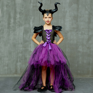 Venta caliente Pretty Witch Cosplay Falda <span class=keywords><strong>de</strong></span> plumas Disfraz Falda <span class=keywords><strong>de</strong></span> burbuja Niño <span class=keywords><strong>de</strong></span> Halloween con accesorios - Product Image 2