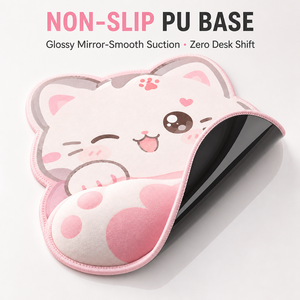 แผ่นรองเมาส์ลายแมวน่ารัก ออกแบบตามหลักสรีรศาสตร์ พร้อมฐาน PU รองรับข้อมืออย่างสบาย สำหรับคอมพิวเตอร์สำนักงาน - Product Image 4