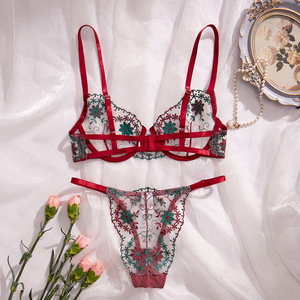 Ensemble de lingerie classique en dentelle brodée, sexy et confortable, deux pièces, vêtements pour femmes - Product Image 2