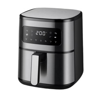 Freidora de Aire Digital de Acero Inoxidable de Gran Capacidad (6.5L) para Preparación de Comidas Familiares, 1500W, Pantalla LCD, Temporizador de 60 Minutos