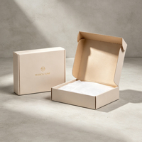 Boîte d'expédition en carton ondulé blanc mat personnalisée, intérieur ivoire, impression recto-verso, emballage cosmétique recyclable pour crème pour le visage et blush