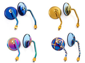 Rétroviseur rond de moto pour vélos <span class=keywords><strong>Vespa</strong></span>, 7 pièces, miroir arrière de Scooter, 10mm/8mm, nouveau - Product Image 3