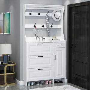 Meuble à chaussures autoportant en MDF avec porte-manteau et tiroirs rabattables, armoire latérale pour entrée, couloir, mobilier de maison - Product Image 1